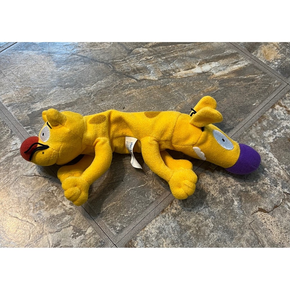 Mattel CatDog Plush Toy Unisex 12in Yellow Vintage 1999 Star Bean